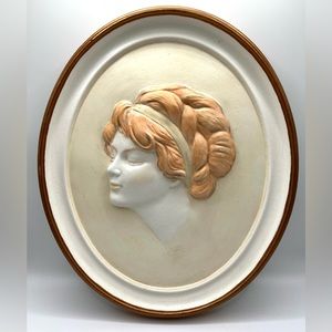 Vintage Duncan Ceramics Woman's Face Wall Art Decor Erna Duncan 1975
